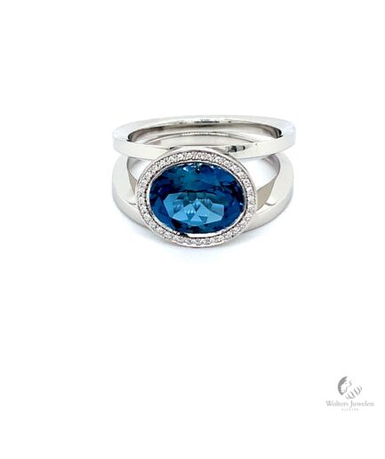 Flow Ring Diamant London Blue Topaas